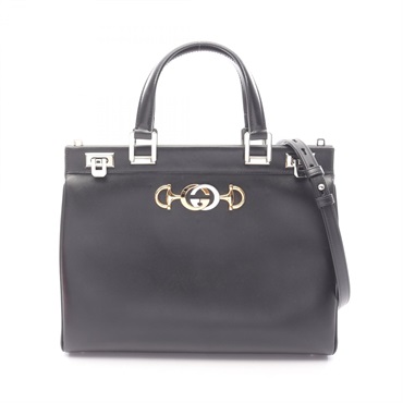 GUCCI Zumi Medium Top Handle shoulder crossbody Handbag 564714 leather Black