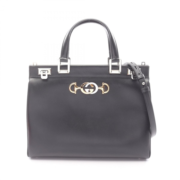 GUCCI Zumi Medium Top Handle shoulder crossbody Handbag 564714 leather Black