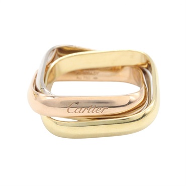 CARTIER Trinity Cushion Ring18KYG 18KPG 18KWG Three gold used US size 4.5 #50