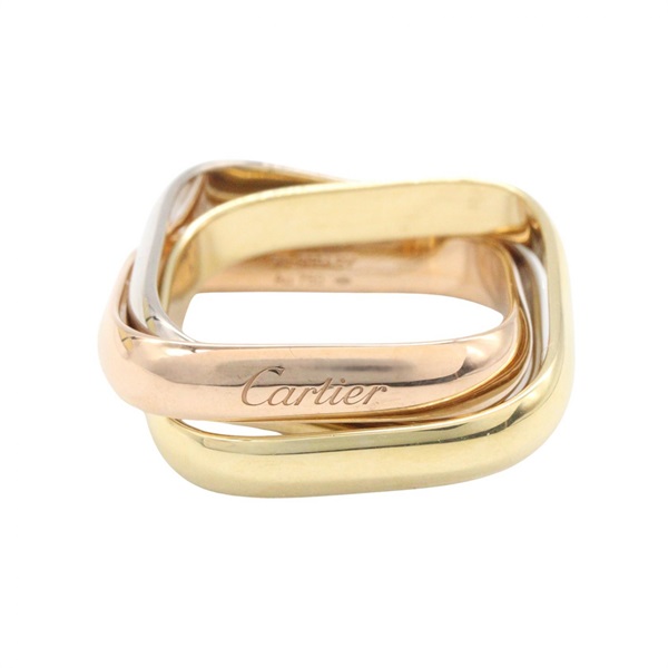 CARTIER Trinity Cushion Ring18KYG 18KPG 18KWG Three gold used US size 4.5 #50