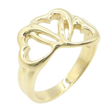 TIFFANY＆CO Triple heart Ring 18KYG Yellow Gold Used Women US size 4.75