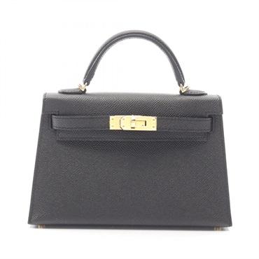 HERMES Mini Kelly 2 Shoulder Handbag Epsom leather Black Used Women GHW K