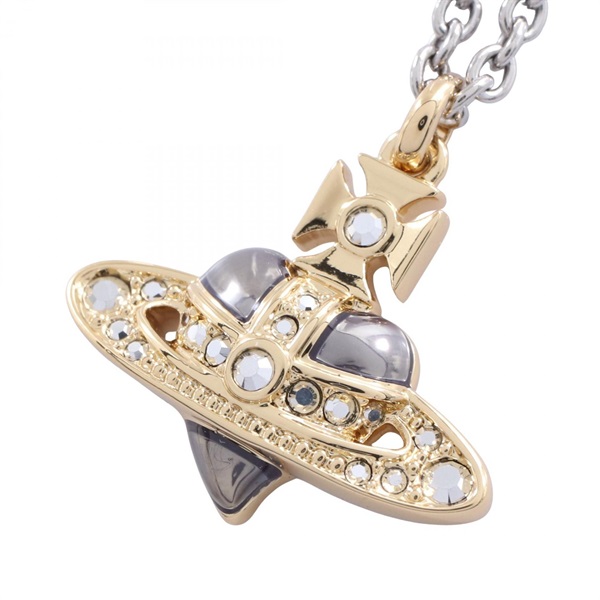 Vivienne Westwood MAN DIAMANTE HEART Necklace Pendant Gold Plated Rhinestone NEW