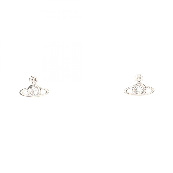 Vivienne Westwood NANO SOLITAIRE Orb Pierced earrings SS Rhinestone NEW VW