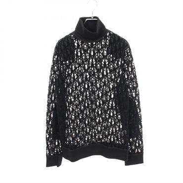 Christian Dior Oblique sheer gauze turtleneck knit 143J640A0732 cotton Black #S