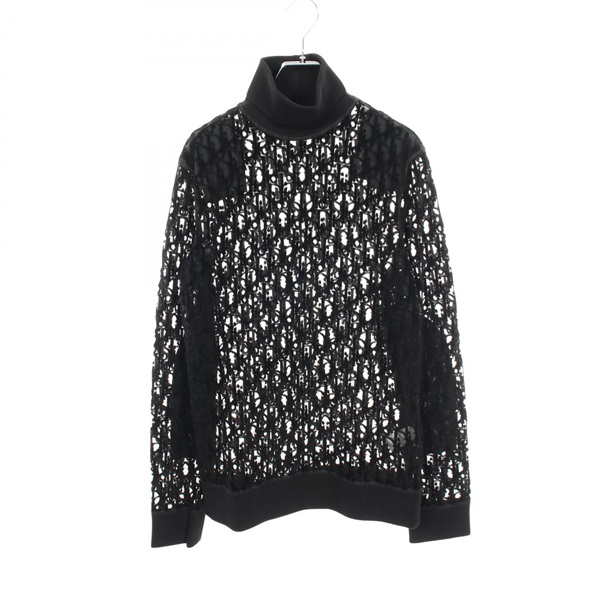 Christian Dior Oblique sheer gauze turtleneck knit 143J640A0732 cotton Black #S