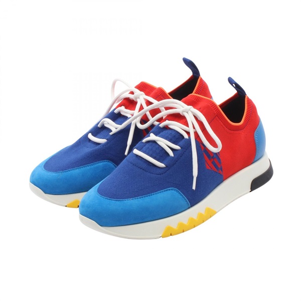 HERMES Exploit sneakers Fabric leather Suede Blue Red Multicolor #39.5 Used mens