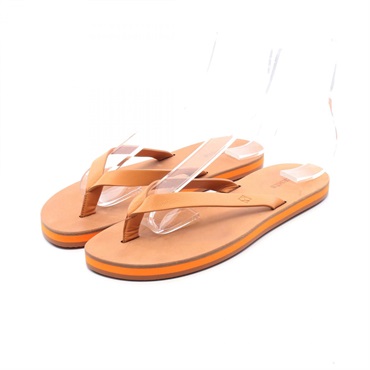 HERMES Beach /summer Sandals leather Beige Used Women #40