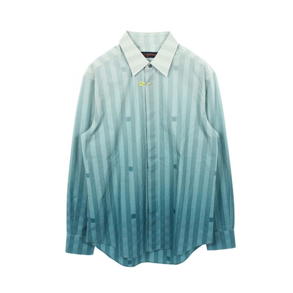 LOUIS VUITTON Damier Striped Gradient Shirts RM222V MW6 cotton Green Used mens M