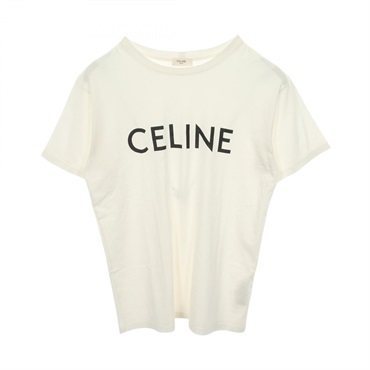 CELINE Loose Logo Print Short sleeve T-shirt 2X764671Q cotton White Used mens XS