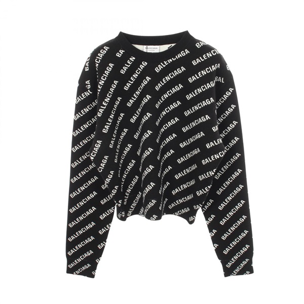 BALENCIAGA All-over logo Knitwear 694255 cotton wool Black Used Women size M