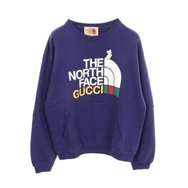 GUCCI THE NORTH FACE logo print pocket Sweatshirt 617964 cotton Purple Used #S