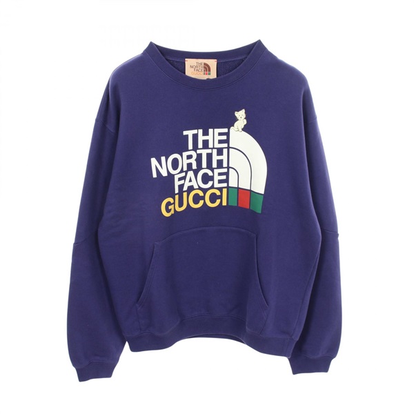 GUCCI THE NORTH FACE logo print pocket Sweatshirt 617964 cotton Purple Used #S