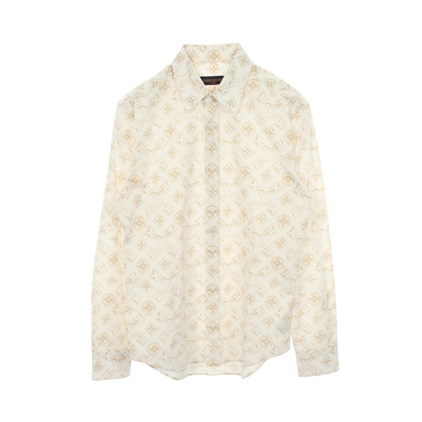 LOUIS VUITTON Monogram Shirts RM232M ZR6 HPS33W cotton White Beige Used mens XS