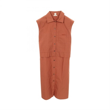 HERMES Caleche Sleeveless Shirt Dress 3E0565DT cotton Brown Used Women #36