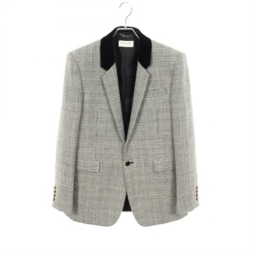 SAINT LAURENT PARIS Tweed Tailored jacket 630965 wool Black White #48 Used mens