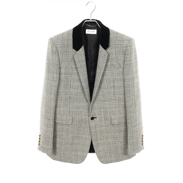 SAINT LAURENT PARIS Tweed Tailored jacket 630965 wool Black White #48 Used mens