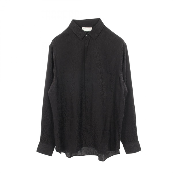 SAINT LAURENT PARIS Leopard print long-sleeved shirt 564172 silk Black #40 Used