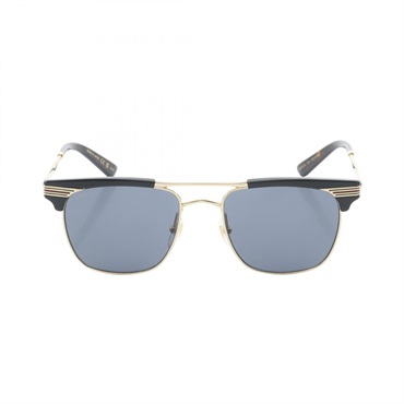 Gucci Square Sunglasses Eyewear GG0287S 001 Gold Plated Plastic Black New Men