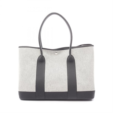 HERMES Neo Garden 41 Voyage Tote Handbag Toile H Viking Negonda leather Ecru K