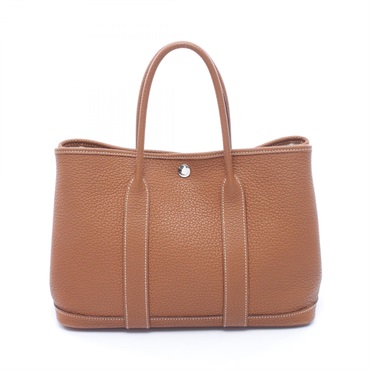 HERMES Garden Party TPM Tote Handbag Negonda leather Brown Gold SHW Used C
