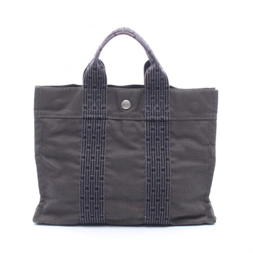 HERMES Herline PM Tote Handbag canvas Gray SHW Used Women