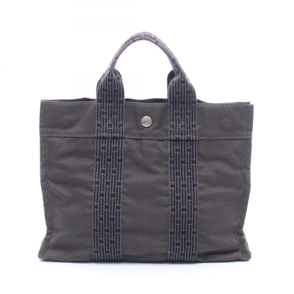 HERMES Herline PM Tote Handbag canvas Gray SHW Used Women