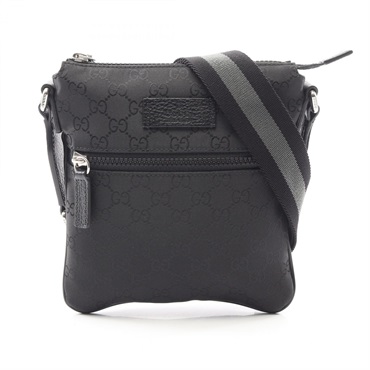 GUCCI GG pattern Shoulder Crossbody Bag 449183 Nylon leather Black Used unisex