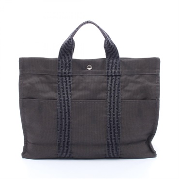 HERMES Herline MM Tote Handbag canvas Gray SHW Used unisex