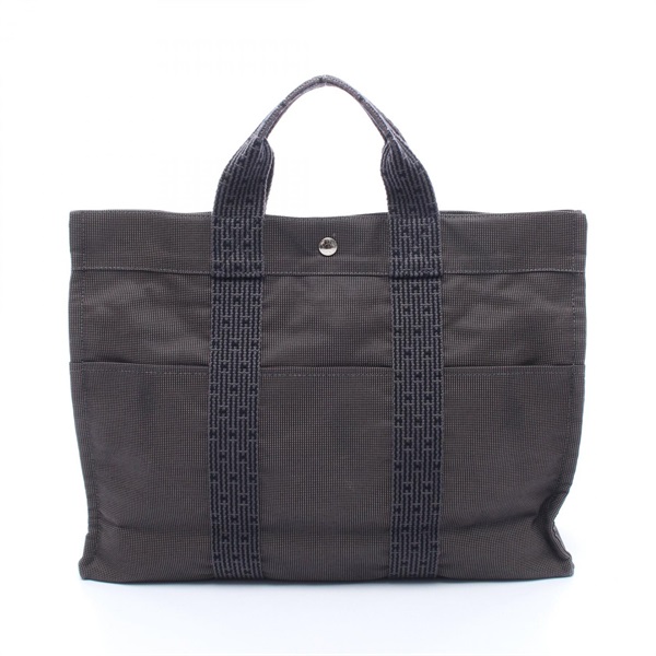 HERMES Herline MM Tote Handbag canvas Gray SHW Used unisex