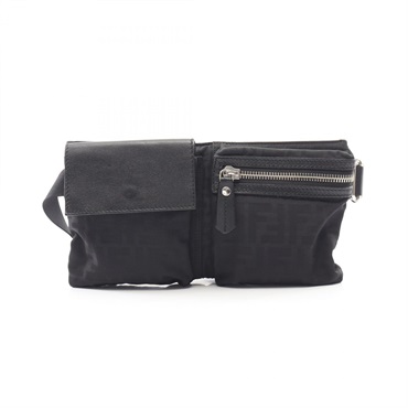 FENDI Zucca Belt Waist Bum Bag 7VA280 Nylon leather Black Used mens