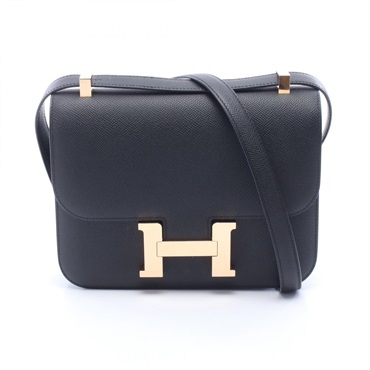 HERMES Constance 24 Miroir Shoulder Handbag Epsom leather Black GHW Used W