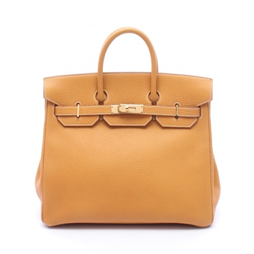 HERMES Haut a Courroies 32 Handbag Fjord leather Brown Natural Sable GHW Used A