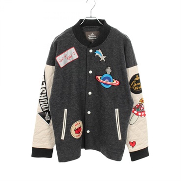 Vivienne Westwood MAN Patchwork Varsity Jacket wool Nylon cotton Multi #44 Used