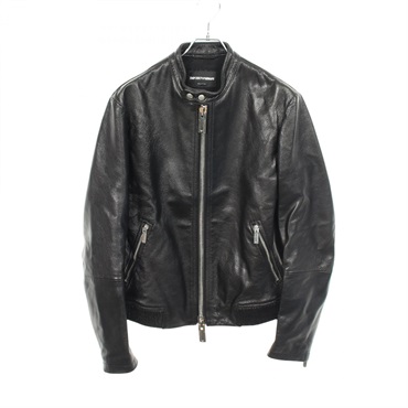 Emporio Armani Riders jacket Blouson #48 S1R11P S1P15 leather Black Used mens