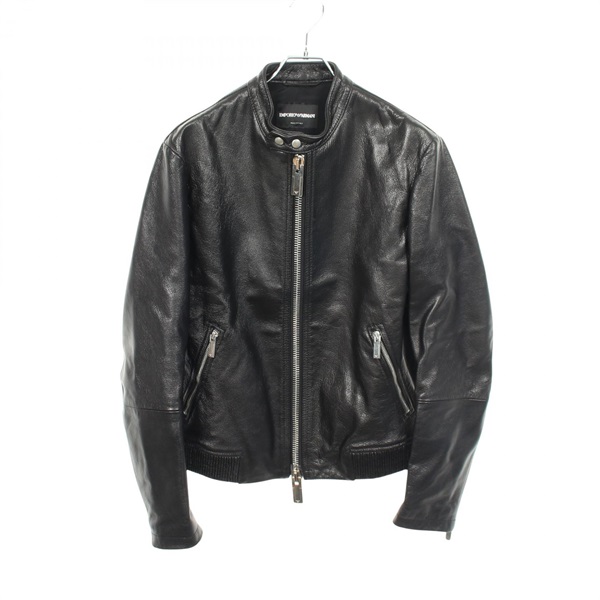 Emporio Armani Riders jacket Blouson #48 S1R11P S1P15 leather Black Used mens