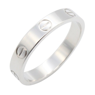 CARTIER Mini Love Ring 18KWG White Gold Used women US size 7.5 #56