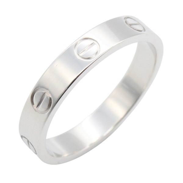 CARTIER Mini Love Ring 18KWG White Gold Used women US size 7.5 #56