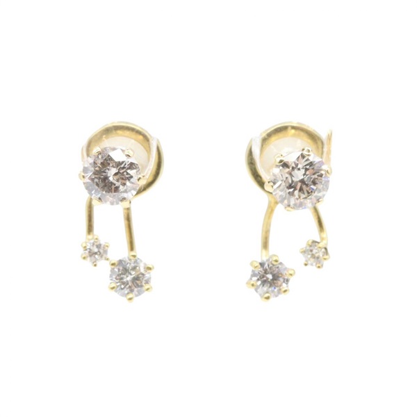 JEWELRY Diamond Pierced earrings 18KYG Yellow Gold Used women