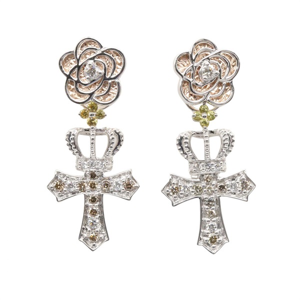 JEWELRY Yellow sapphire Diamond Pierced earrings 18KWG White Gold used women