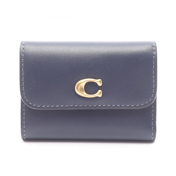 COACH ESSENTIAL CARD HOLDER WALLET Tri-fold wallet CZ111B4/NV leather Navy NEW