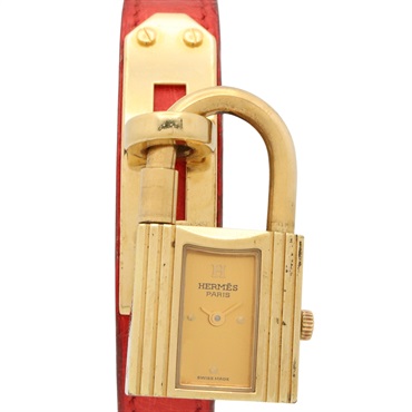HERMES Kelly watch Wrist Watch KE1.201 Quartz Gold Plated Leather Used Women