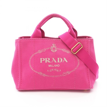 PRADA CANAPA Tote Shoulder Crossbody Handbag canvas Pink Used Women