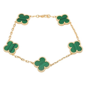 Van Cleef & Arpels Vintage Alhambra Malachite Bracelet VCARL80900 18KYG Women