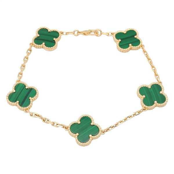 Van Cleef & Arpels Vintage Alhambra Malachite Bracelet VCARL80900 18KYG Women