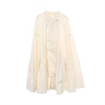 HERMES Sellier button Poncho Coat3E0171DP cotton White Used Women size 34