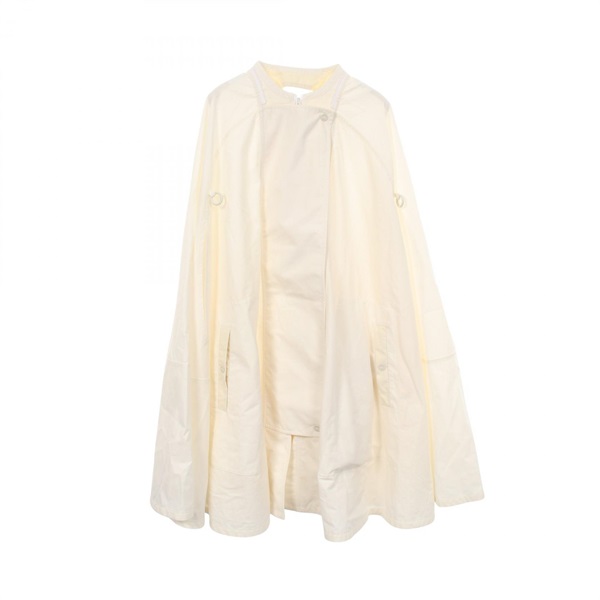 HERMES Sellier button Poncho Coat3E0171DP cotton White Used Women size 34