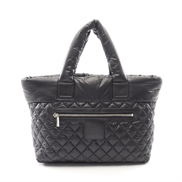 CHANEL Coco Cocoon MM Tote Handbag A48611 Nylon leather Black SHW Used Women CC