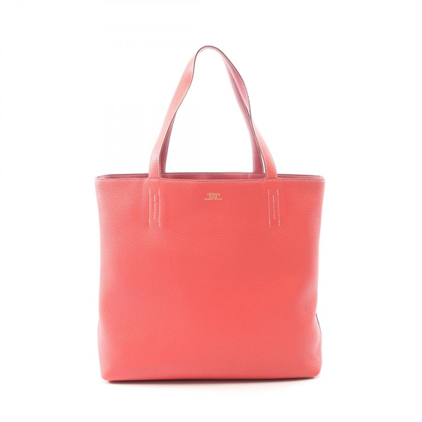 HERMES Double Sens 45 Reversible Tote Shoulder Bag Clemence leather Pink Used R