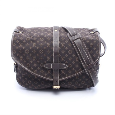 LOUIS VUITTON Saumur Shoulder Bag M95227 Monogram mini Lin canvas leather Used